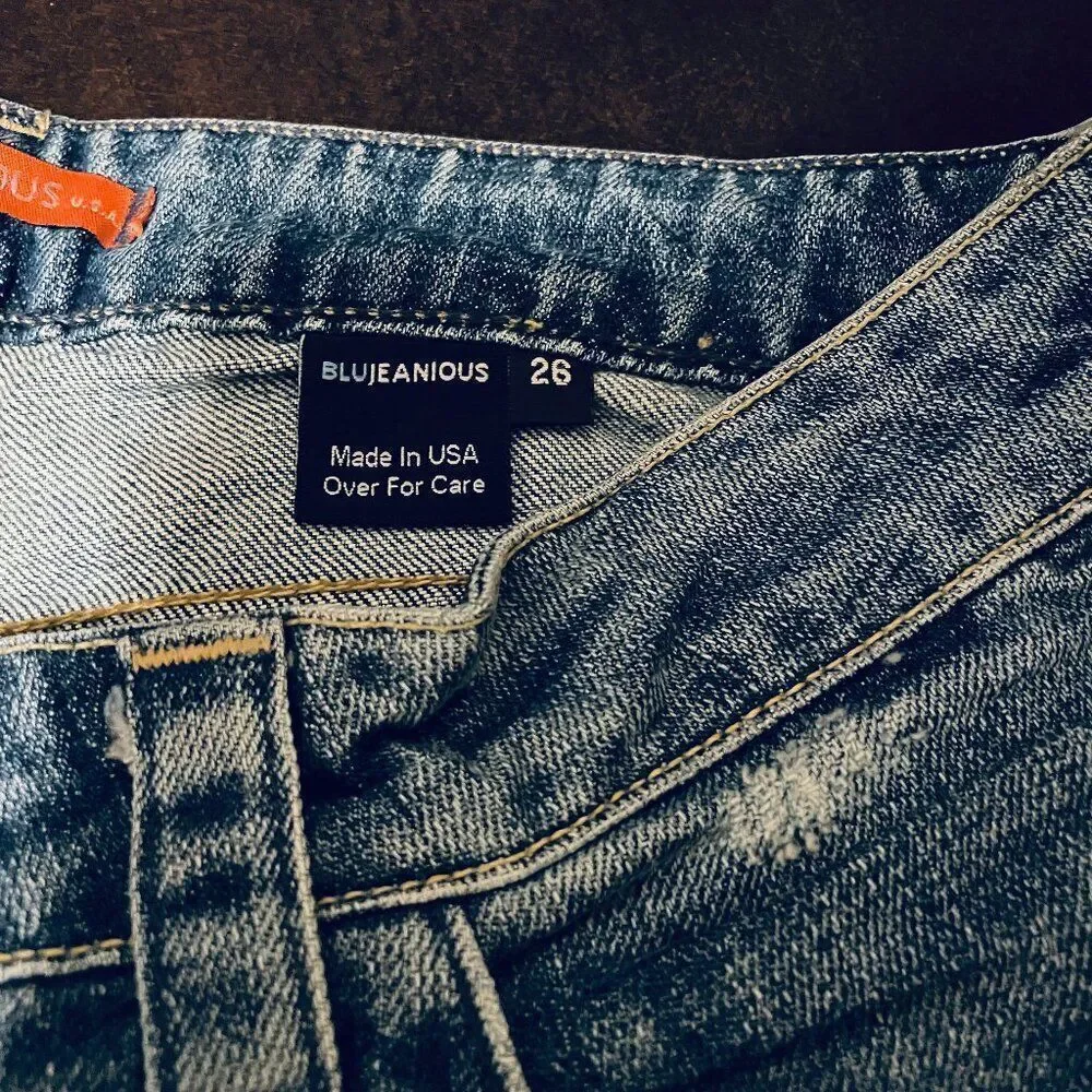 NEW Vintage Blue Blu Jeanius 26 Bootcut asymetrical back pocket flap medium wash